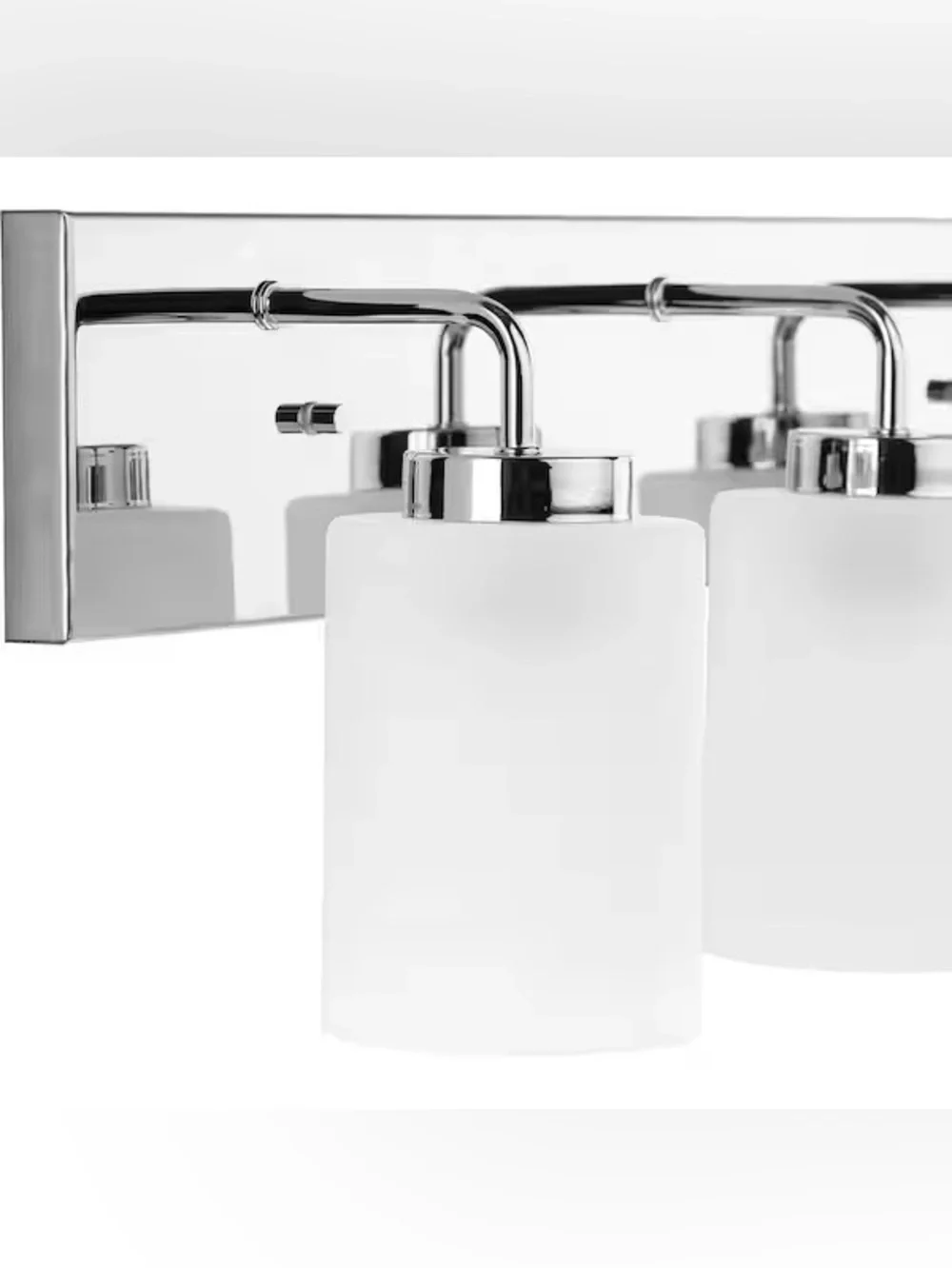 Polished Chrome 3-Light Vanity Light with Frosted White Shades